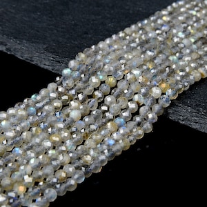 Natural Labradorite Gemstone Grade AA Micro Faceted Round 2MM 3MM 4MM Loose Beads (P69)