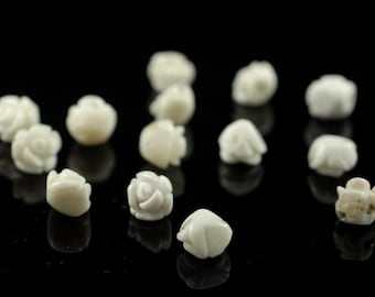 8MM Ivory Pearl Shell Gemstone Carved Rose Flower Beads BULK LOT 5,10,20,30,50 (90187235-002)