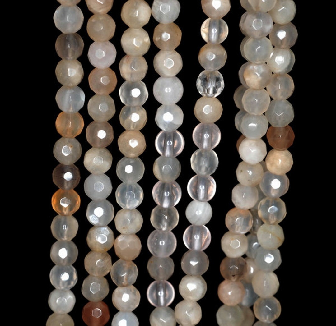 4 mm グレー アゲート 宝石 ファセット ラウンド 4 mm ルース ビーズ