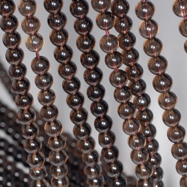 6mm Smoky Quartz Gemstone Grade AAA Round Loose Beads 15 inch Full Strand BULK LOT 1,2,6,12 and 50 (80001531-101)