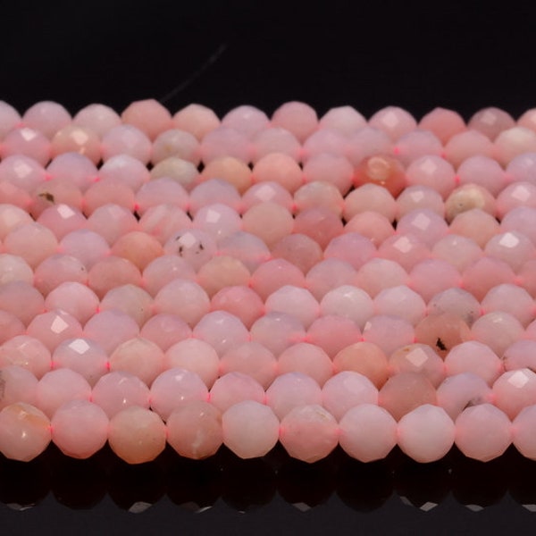 4mm Peruvian Pink Opal Gemstone Grade AAA Pink Micro Faceted Round Loose Beads 15.5 inch Full Strand (80004718-924)