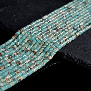 Sea Sediment Imperial Jasper Gemstone Aqua Blue Heshi Rondelle Slice 4X2MM Beads 14.5 inch Full Strand WHOLESALE (80019481-P106)