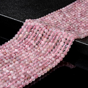Natural Madagascar Rose Quartz Gemstone Grade AAA 4MM Micro Faceted Round Loose Beads 15 inch Full Strand (80018185-P94)