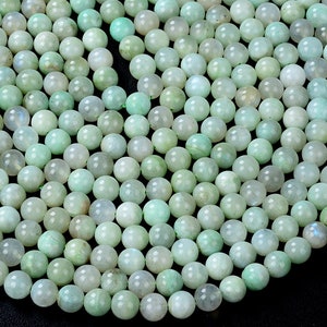 Natural Rare Garnierite Green Moonstone Gemstone Grade AAA Round 5MM 6MM Loose Beads (D115)