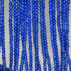3mm Genuine Lapis Lazuli Gemstone Grade AAA Blue Round Loose Beads 15.5 inch Full Strand (90183558-107)