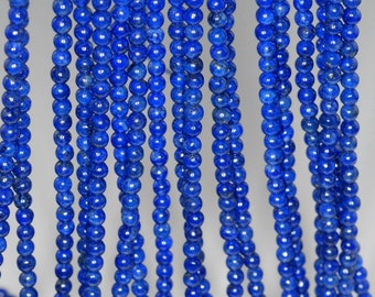 3mm Genuine Lapis Lazuli Gemstone Grade AAA Blue Round Loose Beads 15.5 inch Full Strand (90183558-107)