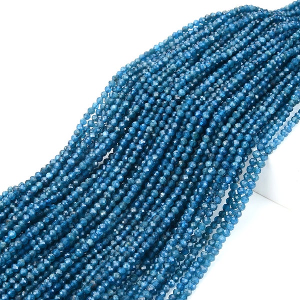 Natural Deep Blue Apatite Gemstone Grade AAA Micro Faceted Round 2MM 3MM Loose Beads (P14)