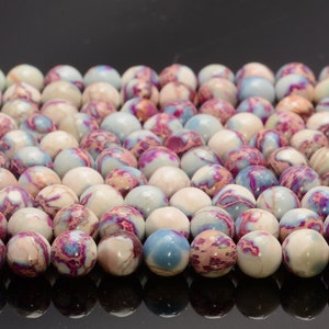 6mm Galaxy Sea Sediment Imperial Jasper Gemstone White Purple Pink Round Loose Beads 15 inch Full Strand (80007294-488)