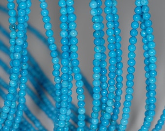 3mm Turquoise Gemstone Bleu Rond 3mm Perles lâches 15,5 pouces Full Strand (80001588-114)