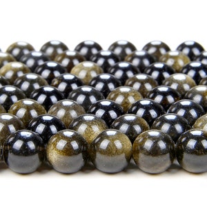 6mm Chatoyant Golden Sheen Obsidian Gemstone Grade AA Round Loose Beads 15.5 inch Full Strand (90182837-400)