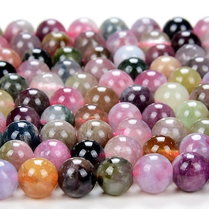Natural Tourmaline Multi Color Gemstone Grade AA Round 4MM 5MM 6MM Loose Beads (D129)