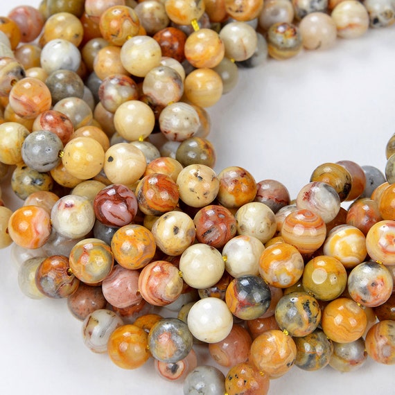 6mm Crazy Lace Agate Gemstone Swirls Round 6mm Loose Beads 15.5