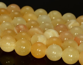 6mm Natural Rare Honey Calcite Gemstone Grade AA Yellow Orange Smooth Round Loose Beads 15.5 inch Full Strand (80005161-458)