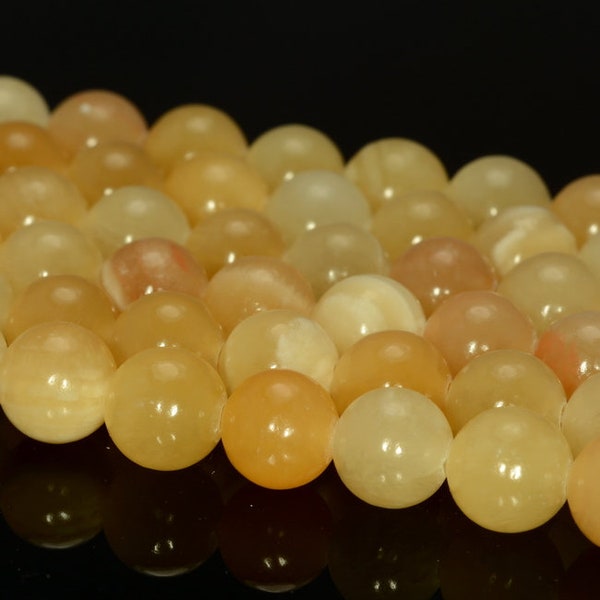 6mm Natural Rare Honey Calcite Gemstone Grade AA Yellow Orange Smooth Round Loose Beads 15.5 inch Full Strand (80005161-458)