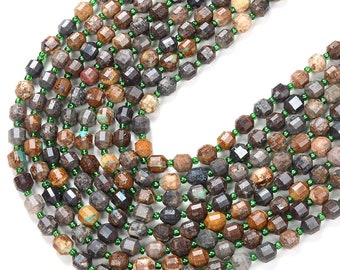 6MM Natural Turquoise Gemstone Grade A Faceted Prism Double Point Cut Loose Beads (D214)