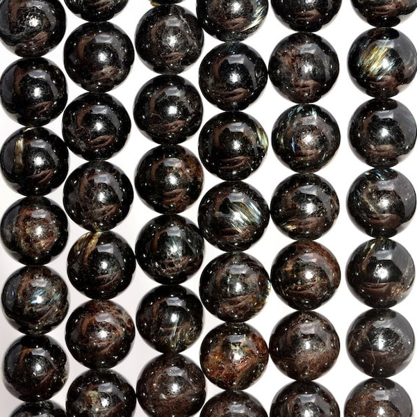 6mm Black Astrophyllite Gemstone Black Round Loose Beads 15.5 inch Full Strand (80006900-A228)