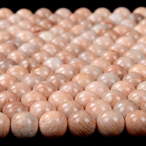 Natural Peach Feldspar Sunstone Gemstone Grade A Round 5MM 6MM Loose Beads (D306)
