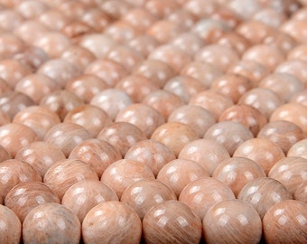 Naturlig persikafältspat solsten ädelsten grad A rund 5 MM 6 MM lösa pärlor (D306)
