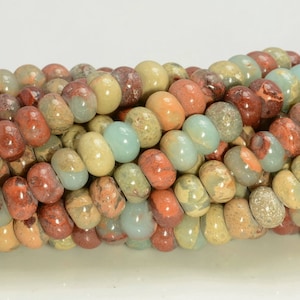 6x4mm Sea Sediment Imperial Jasper Gemstone Grade AA Blue Rondelle Loose Beads 16 inch Full Strand (90183578-277)