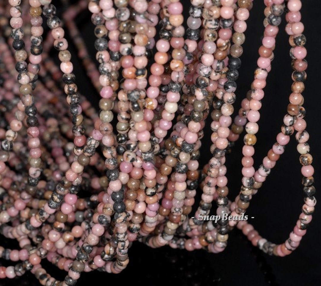 3mm Haitian Flower Red Rhodonite Gemstone Round 3mm Loose Beads 16 Inch ...