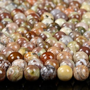 Natural Yellow Green Brown Australian Opal Gemstone Grade AAA Round 5MM 6MM Loose Beads (D311)