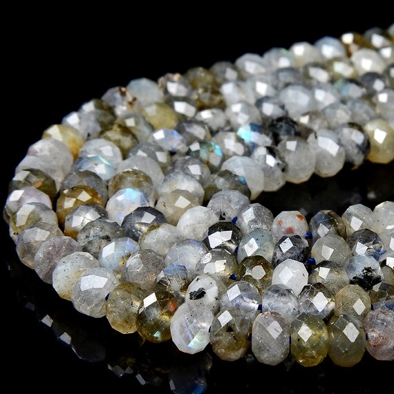 Perles rondes en pierre de labradorite naturelle 3A, pierre de