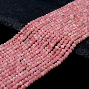 Natural Argentina Rhodochrosite Gemstone Grade AAA Micro Faceted Round 2MM 3MM Loose Beads (P64)