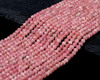 thumbnail interactive-video image 1 of Natural AA Grade Pink Rhodochrosite Gemstone Beads – 4mm Round, 25+ Pieces, From Argentina 1 of 6