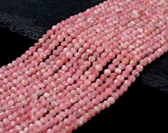Natural AA Grade Pink Rhodochrosite Gemstone Beads – 4mm Round, 25+ Pieces, From Argentina