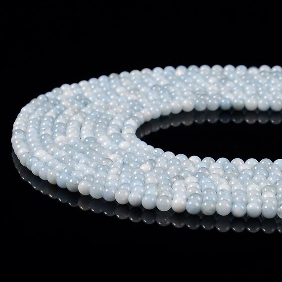 Perline Rotonde In Pietra Preziosa Di Giada Blu Acqua Da 4 Mm, Filo Intero Da 14,5 Pollici (80020065-D616) - Italia - Foto 7