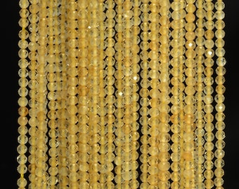 2mm Genuine Natural Citrine Gemstone Grade AAA Yellow Micro Faceted Round Loose Beads 15.5 inch Full Strand (90143422-107-2g)