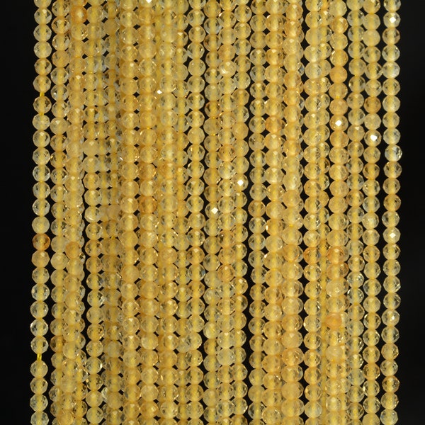 2mm Genuine Natural Citrine Gemstone Grade AAA Yellow Micro Faceted Round Loose Beads 15.5 inch Full Strand (90143422-107-2g)