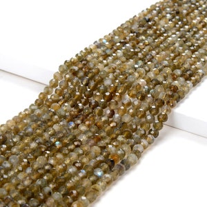 4MM Labradorite Gemstone Brown Micro Faceted Round Beads 15 inch Full Strand (80009120-P14)