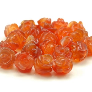 10MM Red Agate Gemstone Carved Rose Flower Beads BULK LOT 5,10,20,30,50 (90187249-002)