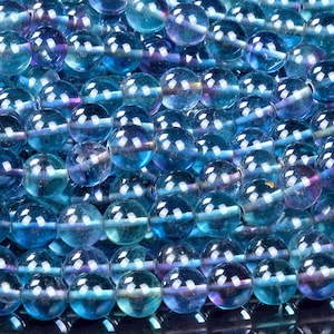 Natürlicher blauer Fluorit Edelstein Klasse AAA runde 5MM 6MM lose Perlen (D471)