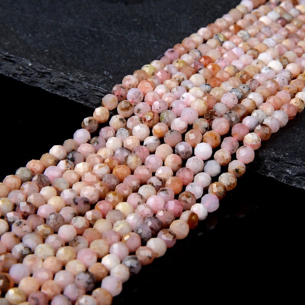 4MM Pink Opal Gemstone Grade AA Micro Faceted Round Beads 15.5 inch Full Strand (80009122-P14)