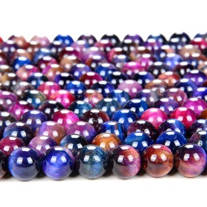 Purple Pink Galaxy Tiger Eye Gemstone Grade AA Round 4MM 6MM Loose Beads (D78)