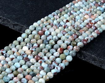 Natural Larimar Gemstone Micro Facetado Redondo 2MM 3MM 4MM 5MM Perlas Sueltas 15 pulgadas Full Strand (P52)