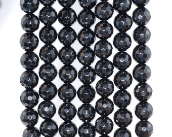6mm Noir Black Onyx Gemstone Black Micro Faceted Round Loose Beads 15.5 inch Full Strand (90182757-115)