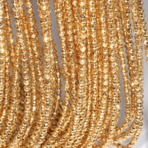 4mm 24k Gold Hematite Gemstone Grade AAA Faceted Round Loose Beads 15.5 inch Full Strand (80002397-787)