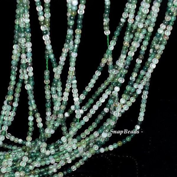 2mm Botanical Moss Agate Agate Gemstone Round 2mm Loose Beads 16 inch Full Strand (90113981-107 - 2mm A)