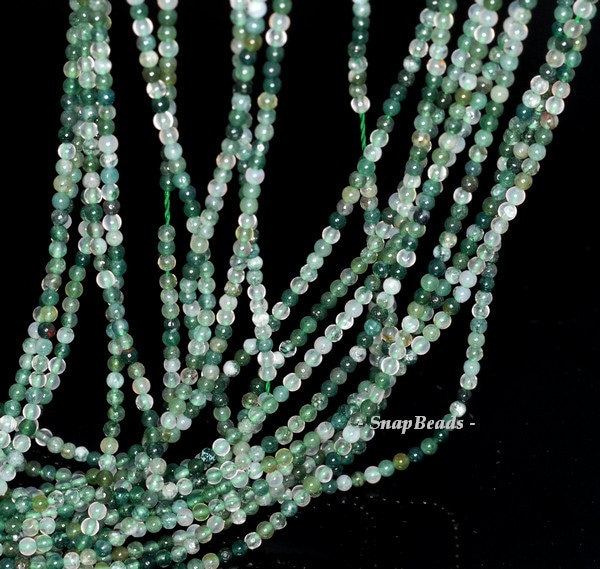 2mm Botanical Moss Agate Agate Gemstone Round 2mm Loose Beads 16 inch Full Strand (90113981-107 - 2mm A)