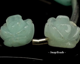 8 x 5 mm アクアアマゾナイト 宝石 彫刻 ローズフラワー 8 x 5 mm