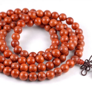 108PCS 8mm Natural Red Rosewood Prayer Buddha Mala Meditation Beads Round Loose Beads BULK LOT (90182705-398)