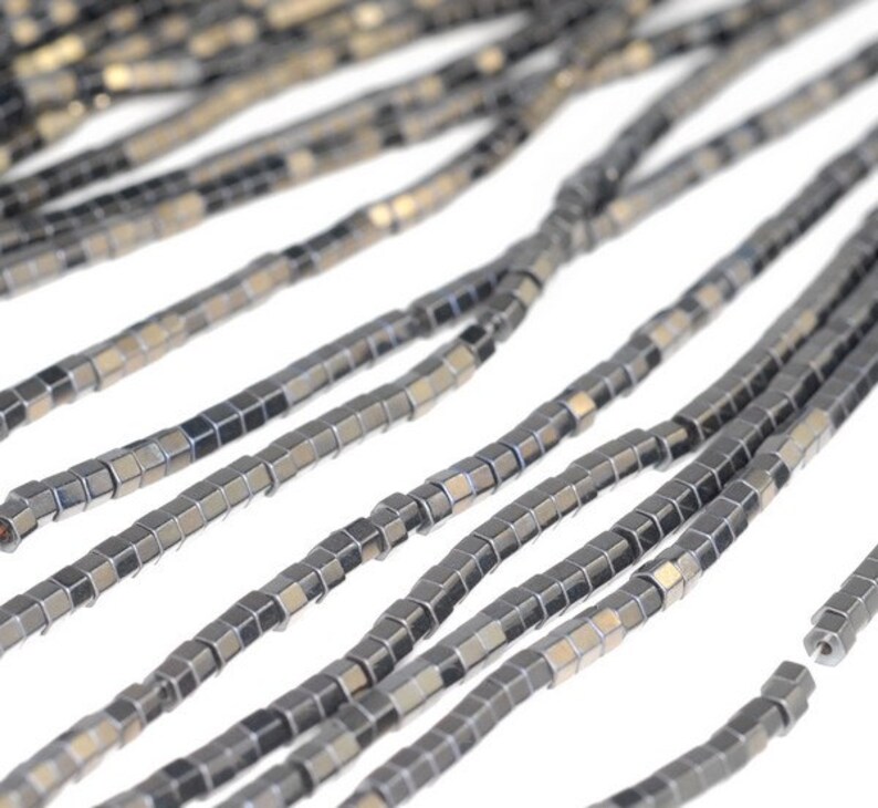 3x2mm Grey Hematite Gemstone Heishi Hexagonal Slice 3x2mm Loose Beads 16 inch Full Strand 90185564-837