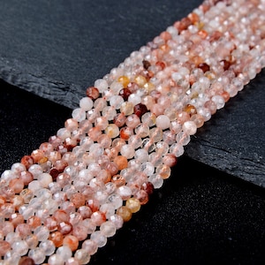 Natural Hematoid Quartz Red Gemstone Grade AAA Micro Faceted Round 3MM 4MM Loose Beads 15 inch Full Strand (P27)
