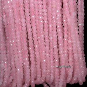 3mm Rose Quartz Gemstone Pink Micro Faceted Round 3mm Loose Beads 15.5 inch Full Strand (90181586-107-3g)