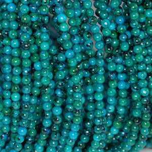 4mm Turquoise Chrysocolla Gemstone Round 4mm Loose Beads 15.5 inch Full Strand (90114163-206)