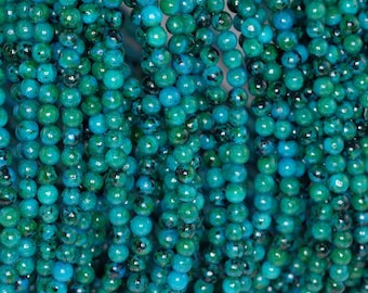 4mm Turquoise Chrysocolla Gemstone Round 4mm Loose Beads 15.5 inch Full Strand (90114163-206)