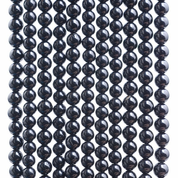 4mm Black Tourmaline Gemstone Grade AAA Black Round Loose Beads 16 inch Full Strand (90183431-785)